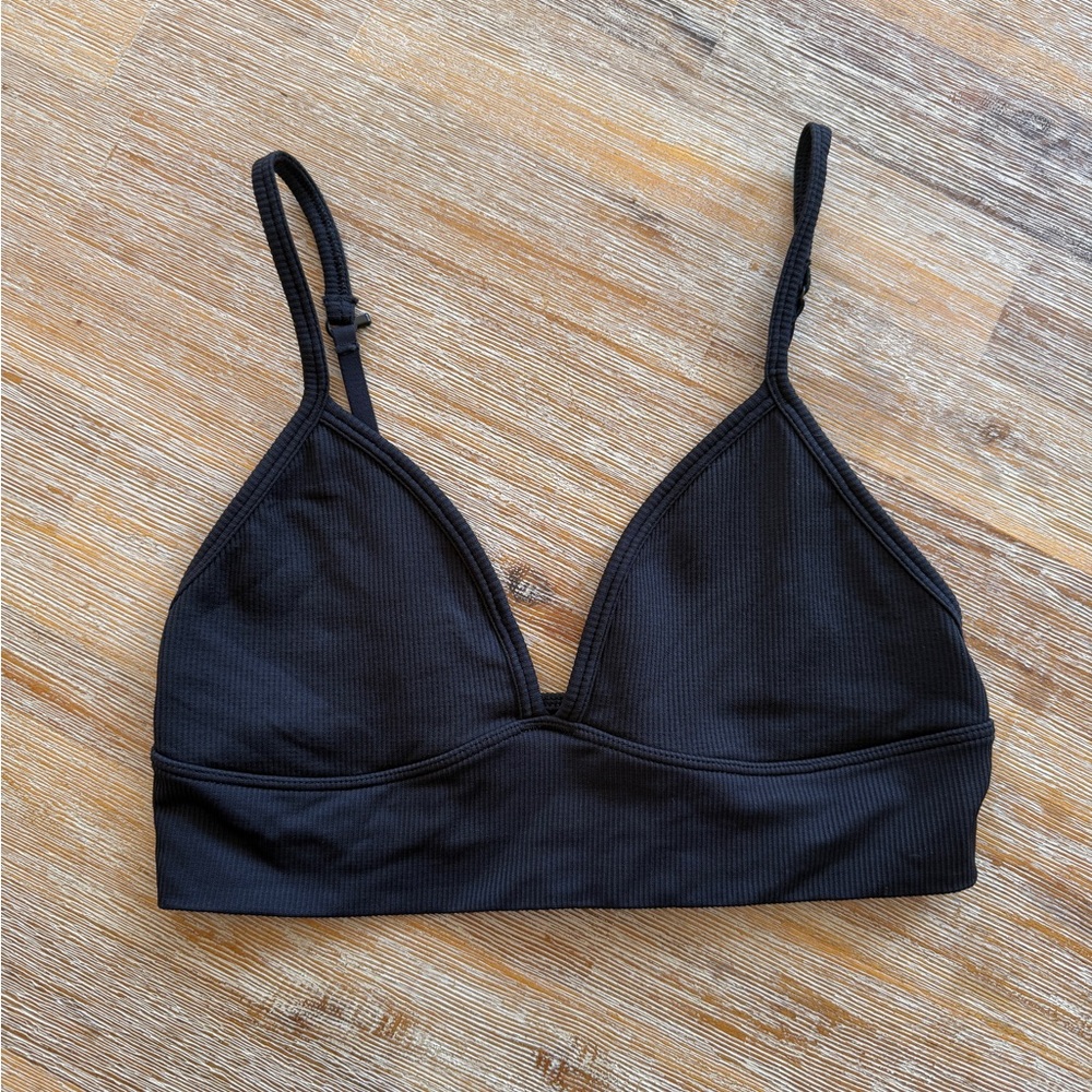 Athleta Black Ribbed Bralette